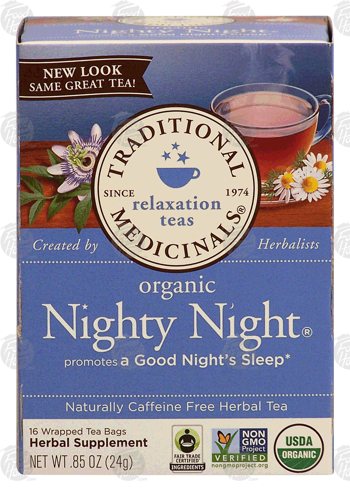 Traditional Medicinals Nighty Night organic naturally caffeine free herbal tea, 16 wrapped tea bags Full-Size Picture